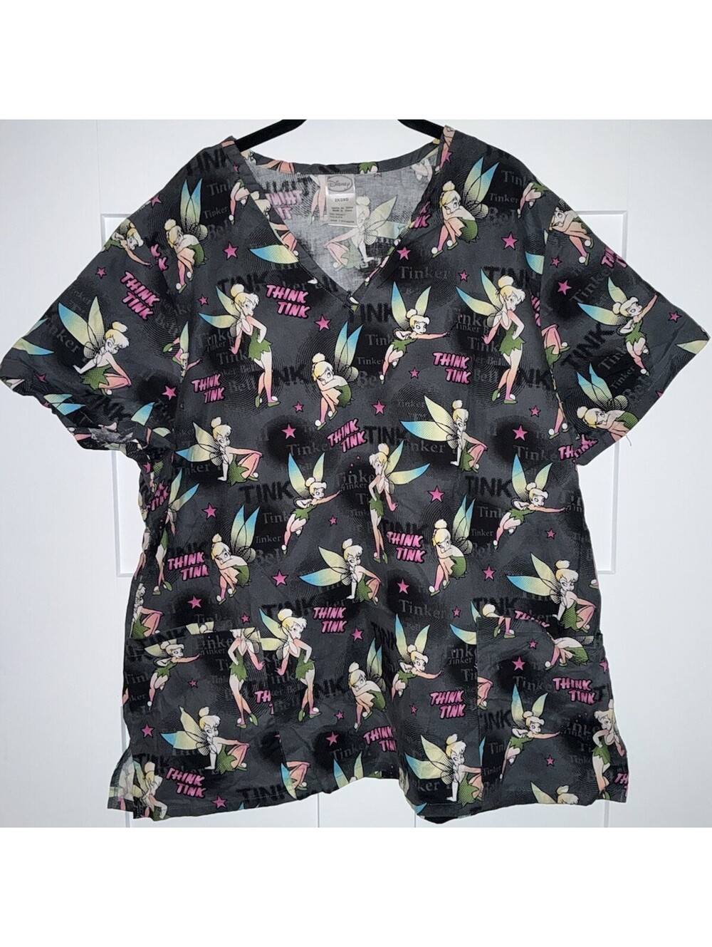Size 2X Disney Tinkerbell scrub to in dark gray/black. Excellent condition